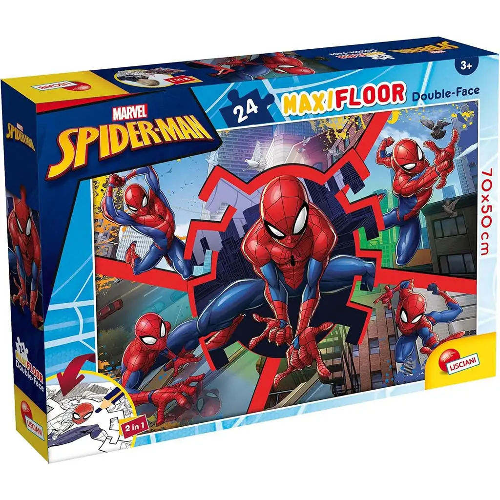 Spider-Man 2 v 1 maxi 24-dielne puzzle a omaľovánka 70x50 cm - Lisciani