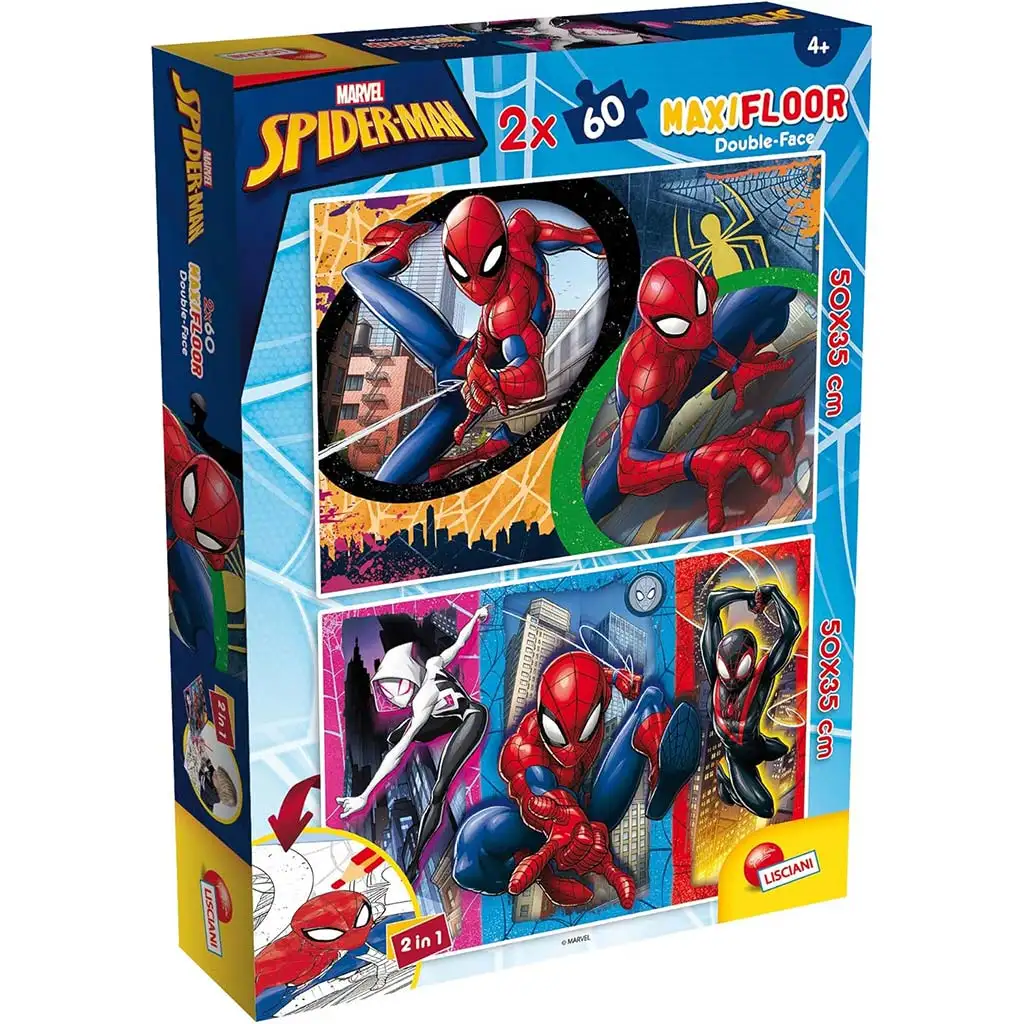 Spider-Man 2 v 1 maxi 2x60-dielne puzzle a omaľovánka 50x35 cm - Lisciani
