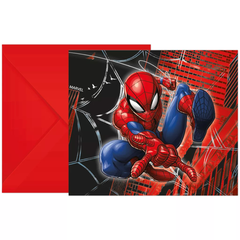 Spider-Man v akcii – pozvánky na párty, sada 6 ks