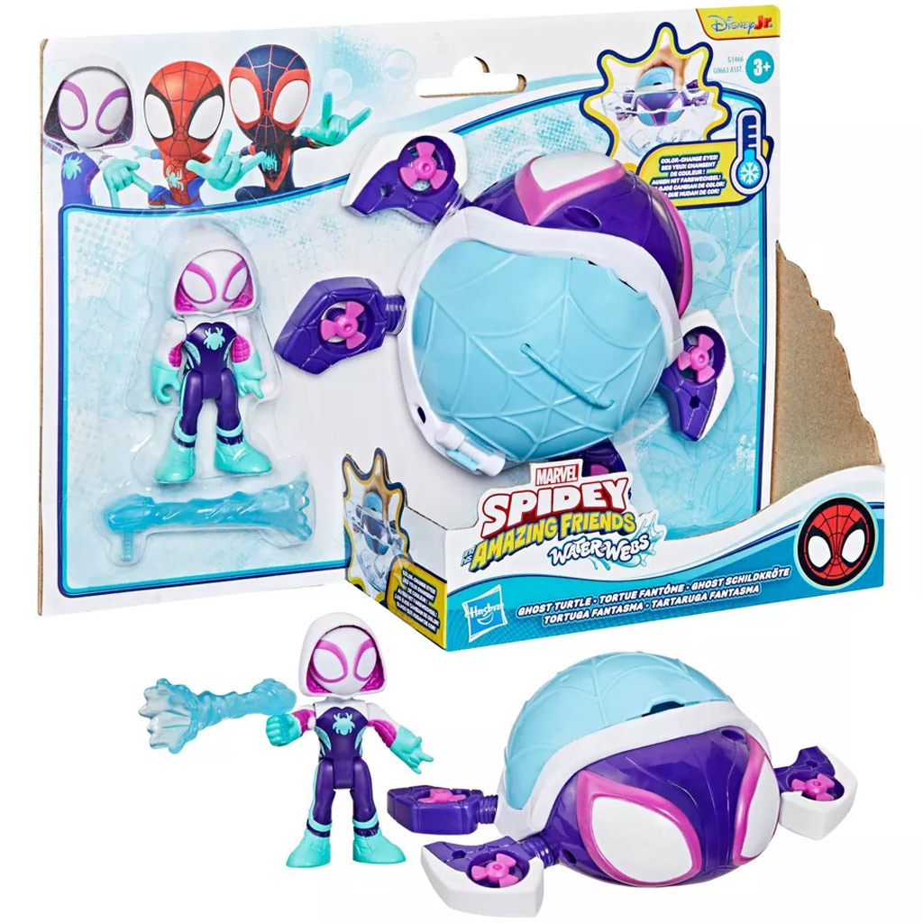 Spidey a jeho úžasní priatelia: Figúrky a vozidlá s meniacou sa farbou Waterwebs - Ghost Turtle - Hasbro