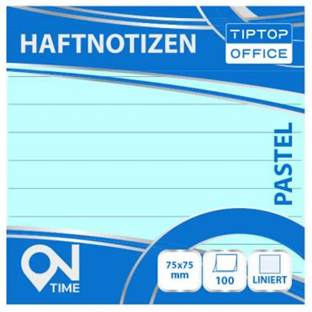 Spirit: Linajkový pastelovo modrý 100-listový samolepiaci poznámkový blok 75x75mm