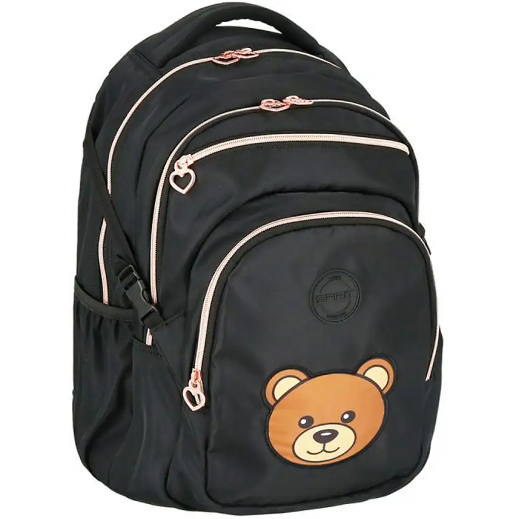 Spirit: Masha medve čierna zaoblená školská taška, batoh 46x31x21cm