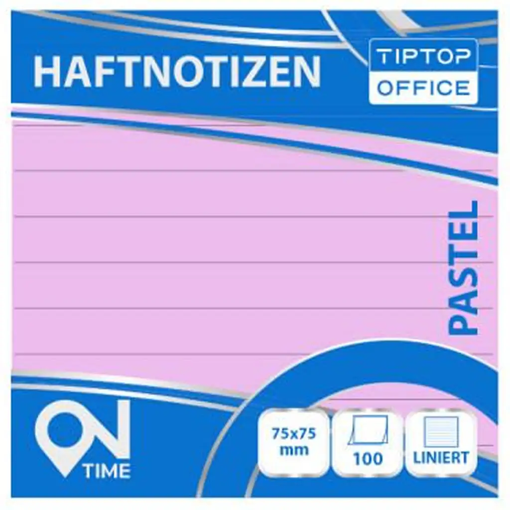 Spirit: Pastelovo ružový linajkový samolepiaci poznámkový blok 100 listov 75x75mm