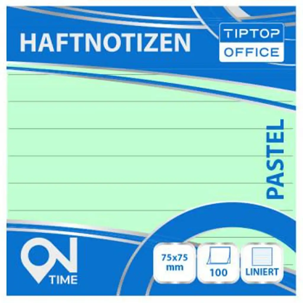 Spirit: Pastelovo zelený linajkový 100-listový samolepiaci poznámkový blok 75x75mm