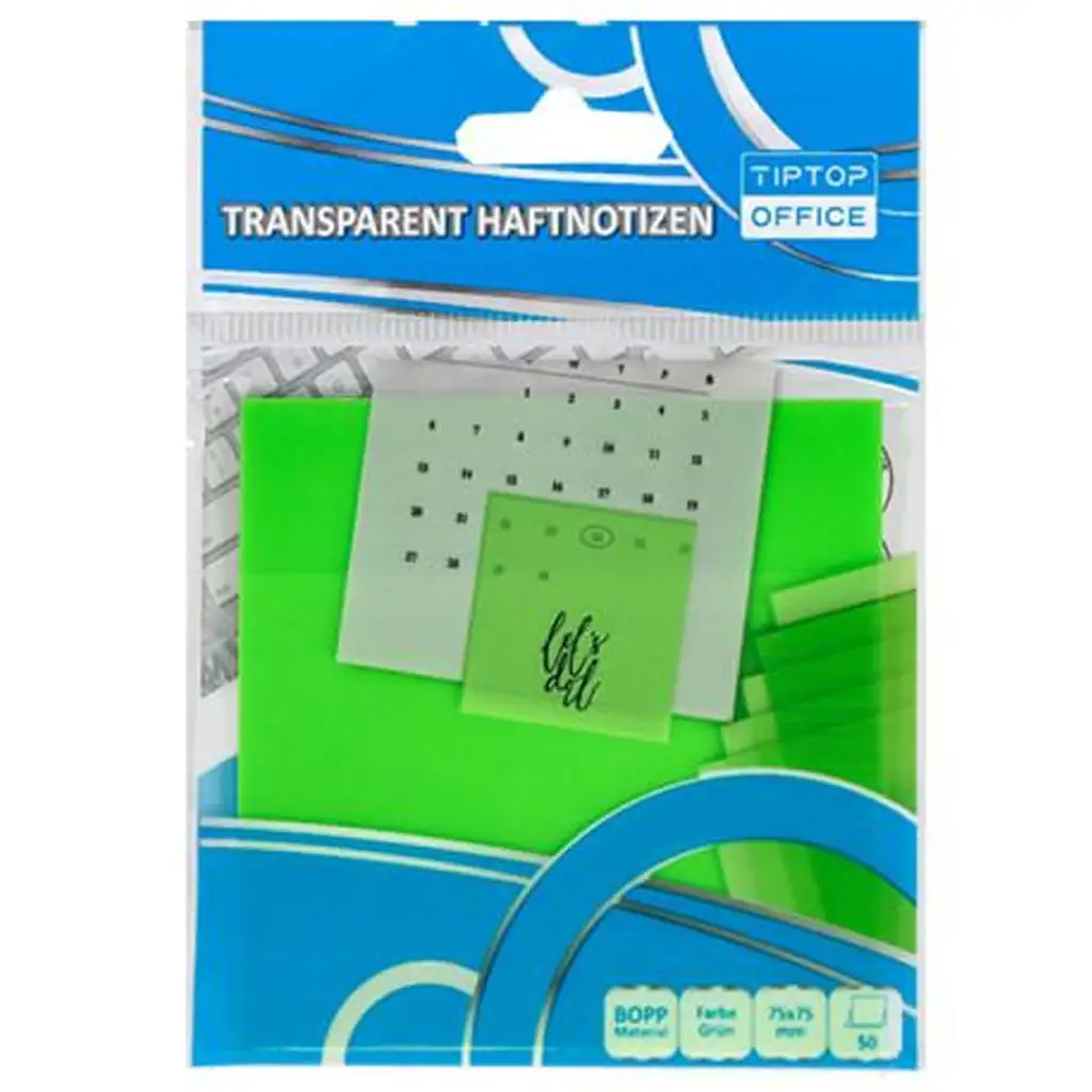 Spirit: Priehľadné zelené samolepiace záložky 75x75mm