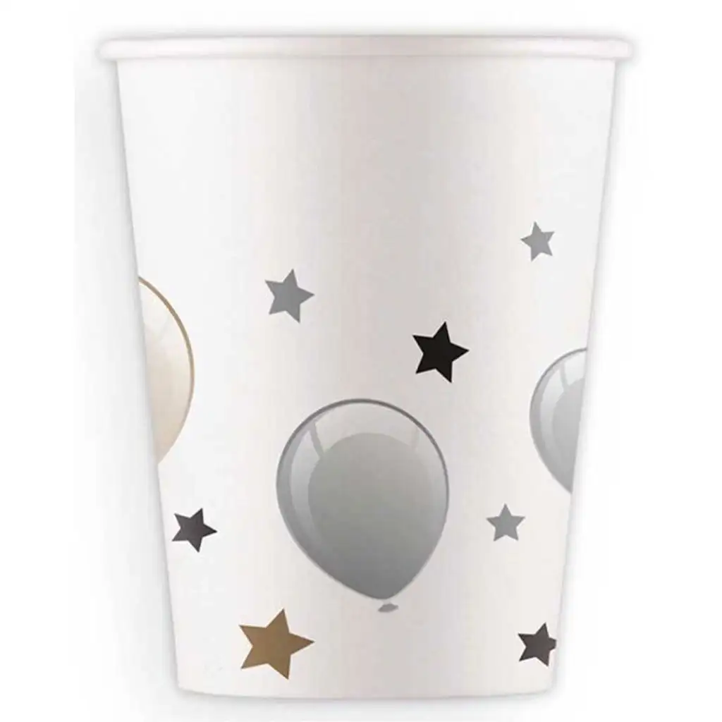 Súprava 8 strieborných papierových pohárov 200 ml