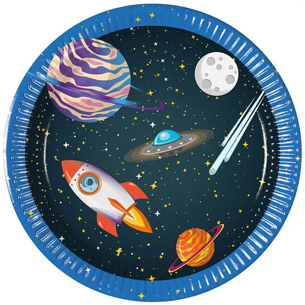 Súprava papierových tanierov s vesmírnou tematikou, 8 ks, 20 cm