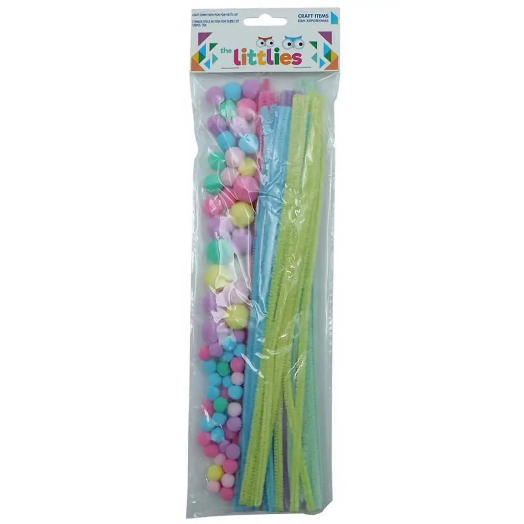 The Littlies: Kreatívna súprava s brmbolcami a chenille drôtikmi, balenie 100 kusov