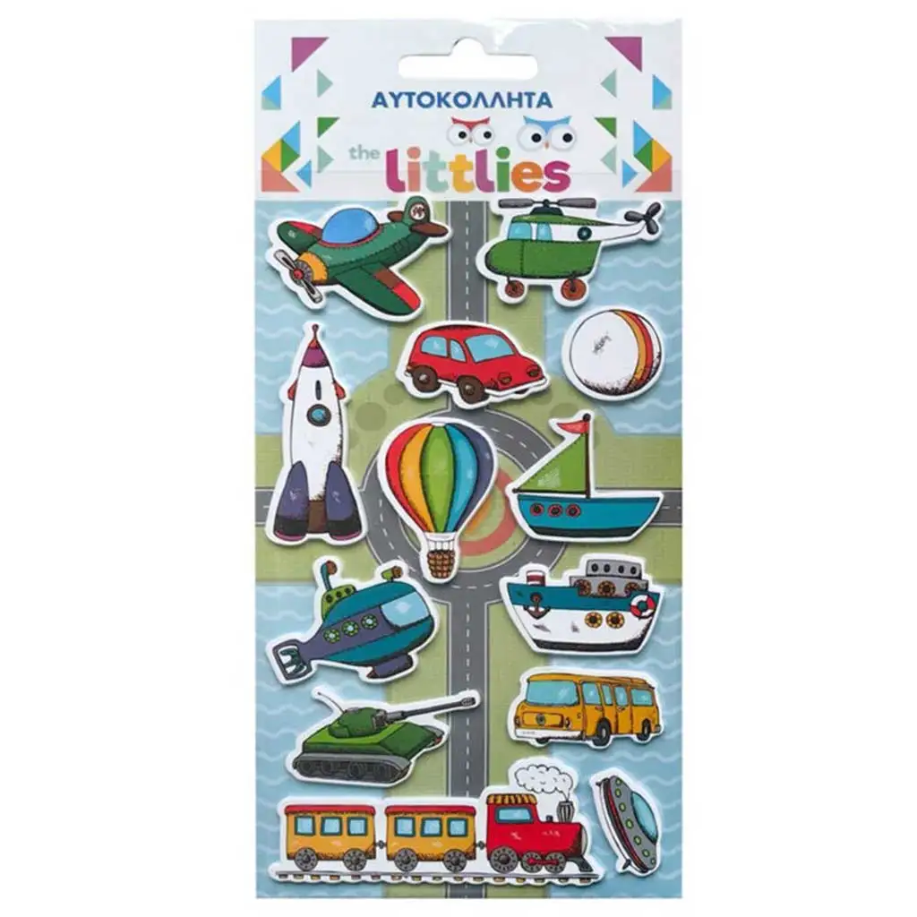 The Littlies: Sada 3D nálepiek s motívom vozidiel 10x22 cm