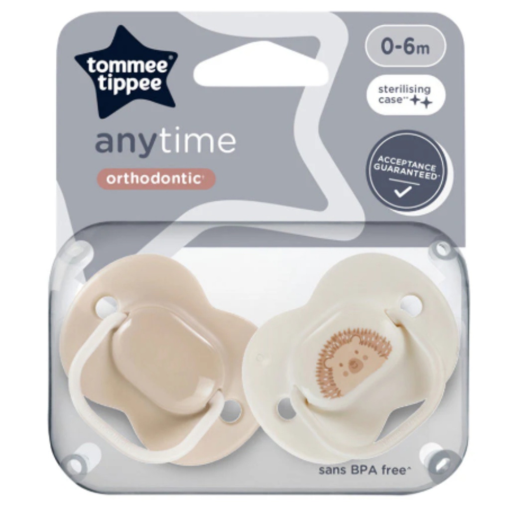 Tommee Tippee: Anytime 2-dielna ortodontická sada cumlíkov v rôznych prevedeniach (0–6 mesiacov)