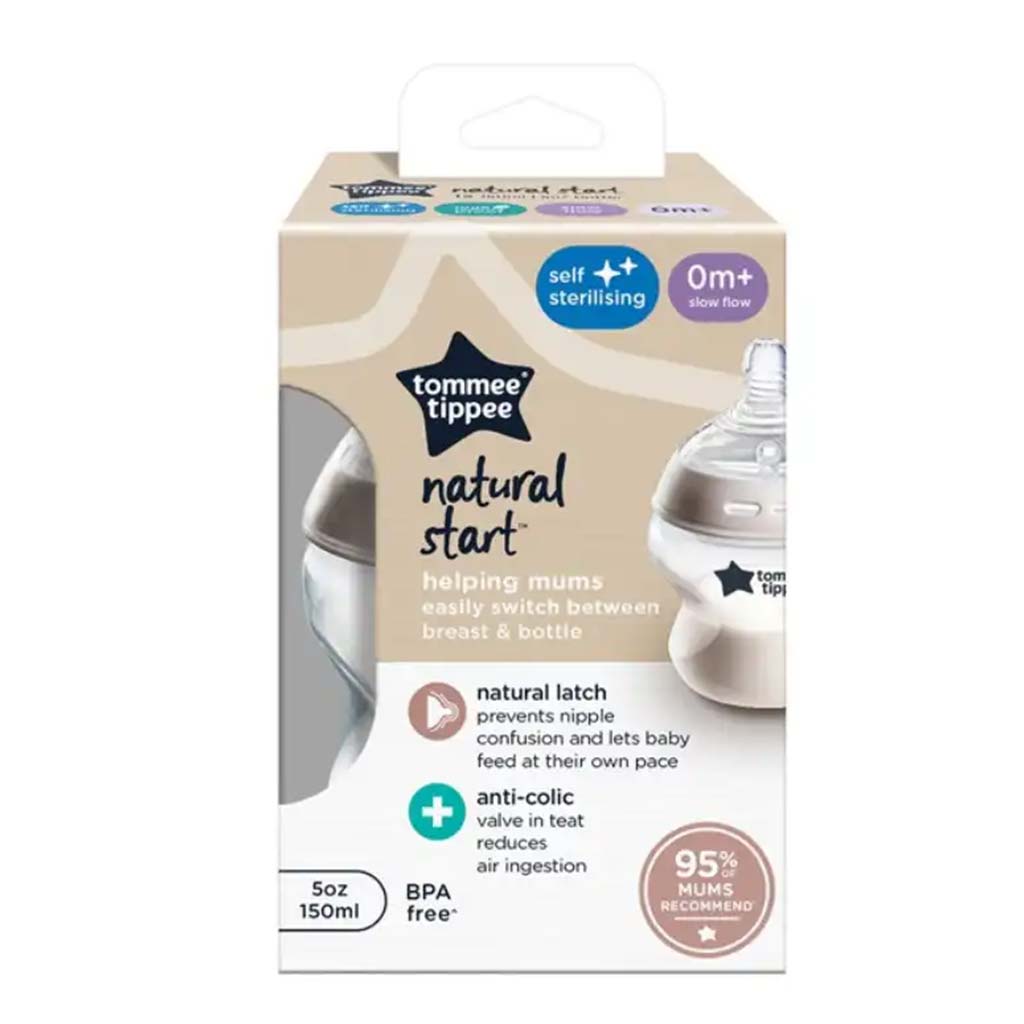 Tommee Tippee: Closer To Nature priehľadná fľaša na kŕmenie 150 ml (0 mesiacov+)