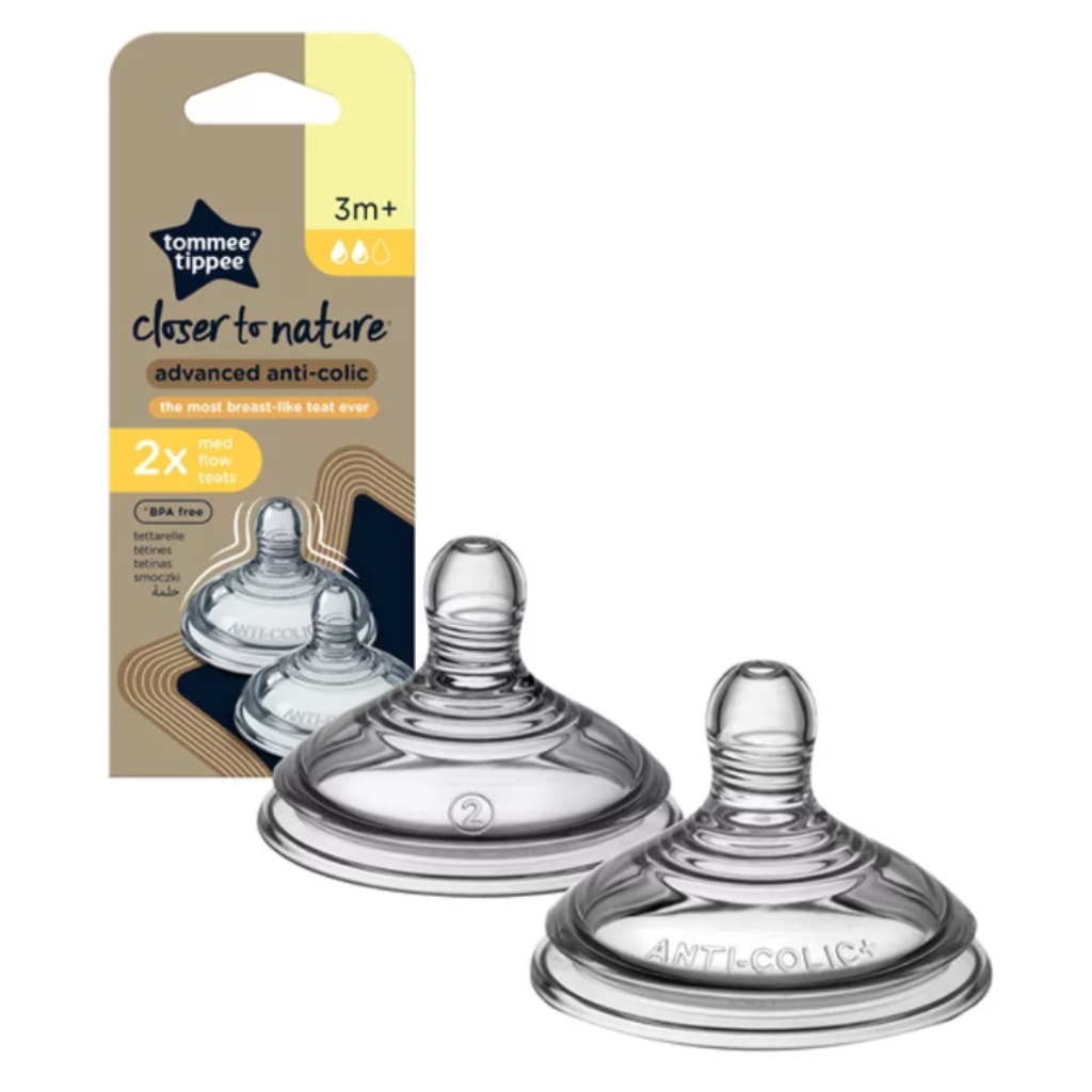 Tommee Tippee: Proti-koliková stredne prietoková cumlík na fľašu (3 mes.+) 2 ks