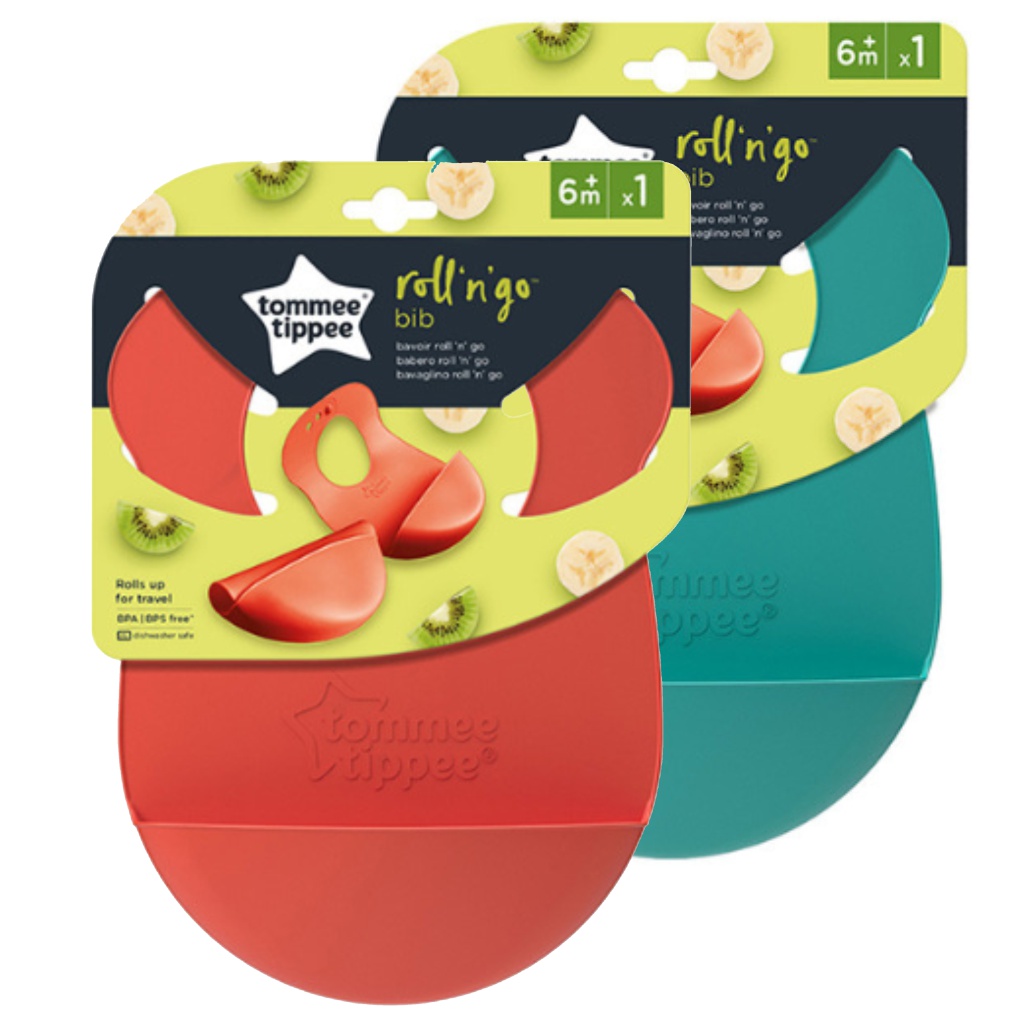Tommee Tippee: RollNGo silikónový podbradník s ramennými popruhmi v rôznych variantoch