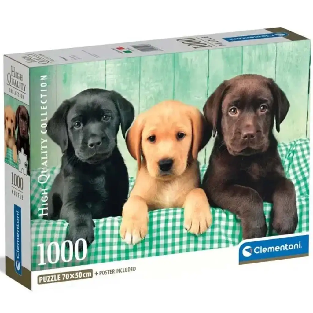 Tri malé labradory 1000-dielna HQC puzzle s plagátom - Clementoni
