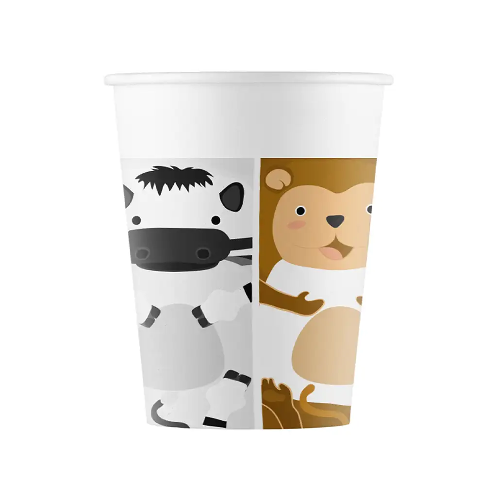 Veselá zvieracia papierová pohár 8 ks sada 200 ml