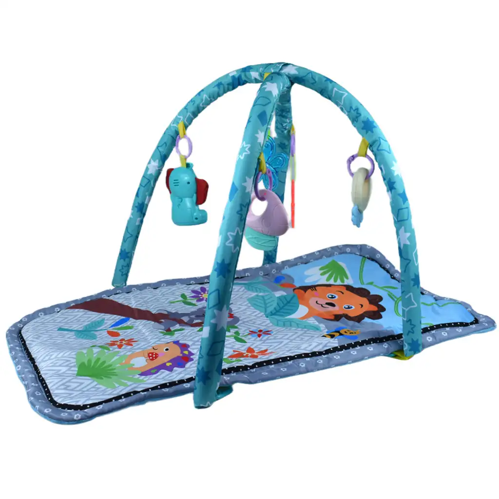 Veselý detský hrací koberec so zvieratkami, zrkadielkom a hudbou 77x43cm kép 2