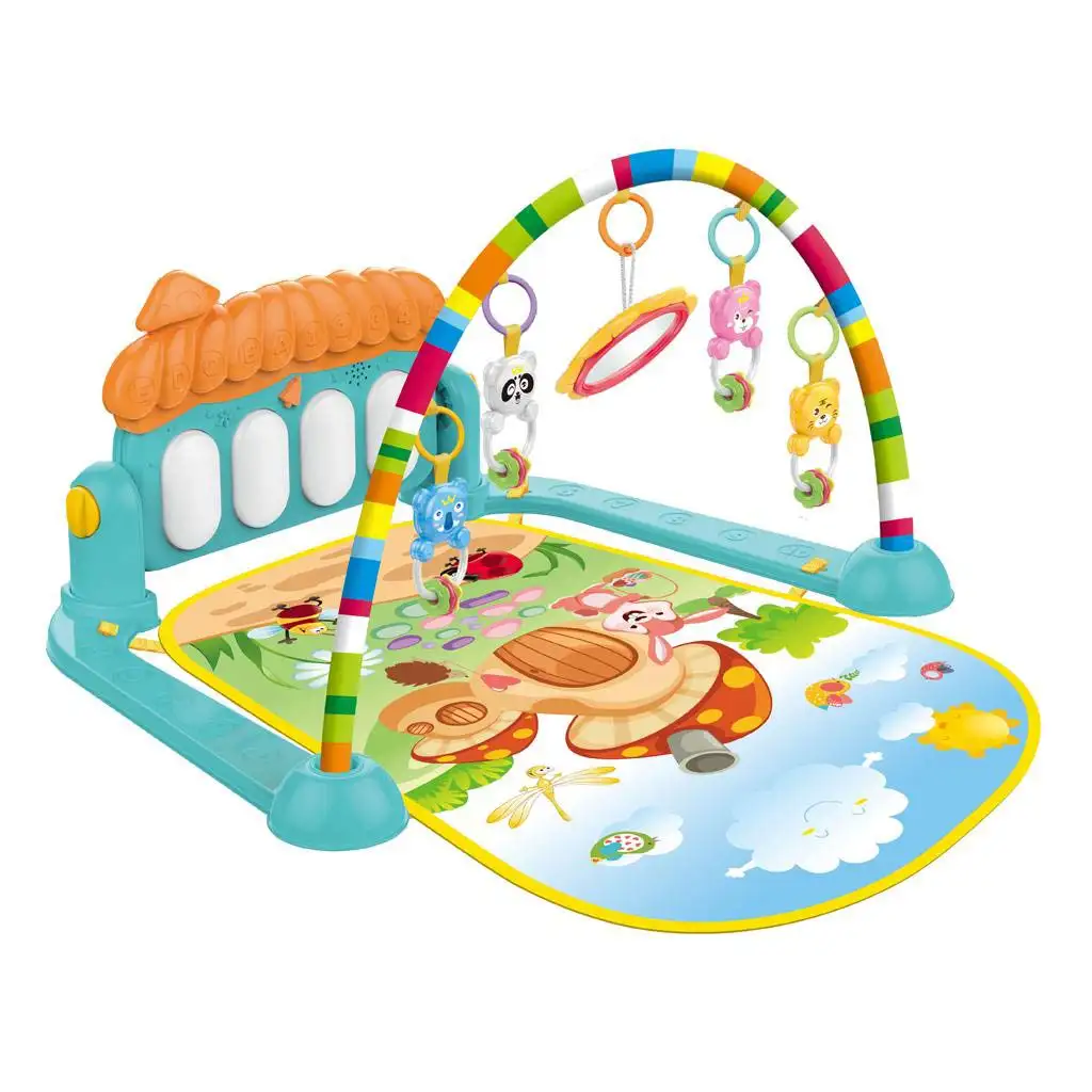 Veselý hrací koberec so zvieracími zvončekmi pre bábätká. kép 2