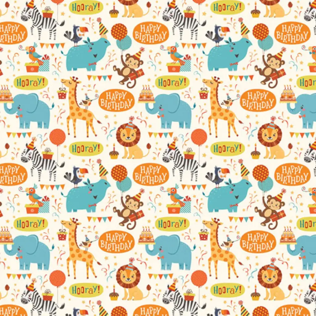 Všetko najlepšie k narodeninám! Balenie papier s džungľovými zvieratami 100x70 cm