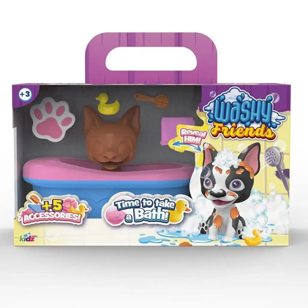 Washy Friends: Color Reveal Boston Terrier kutyka s vaňou a doplnkami