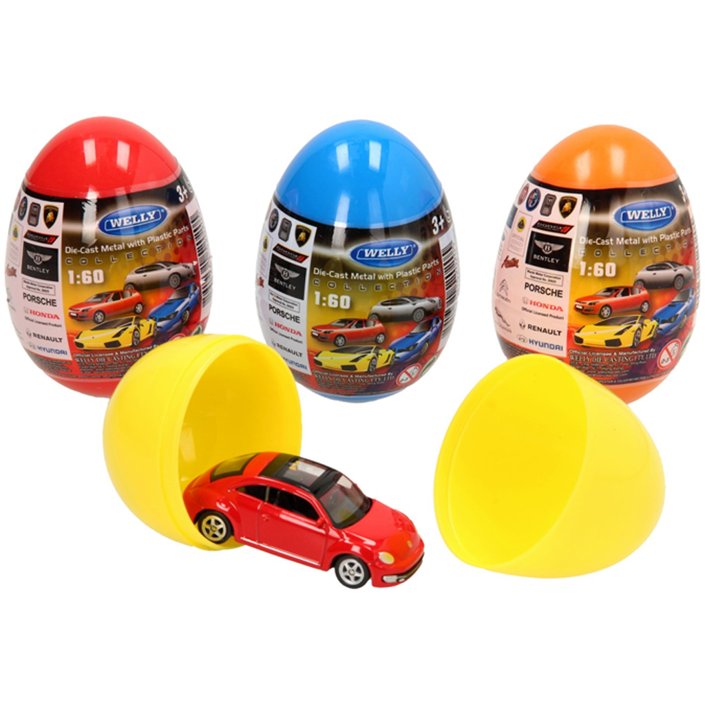 Welly: Prekvapenie kovový model autíčka v vajíčku 1/60 1ks