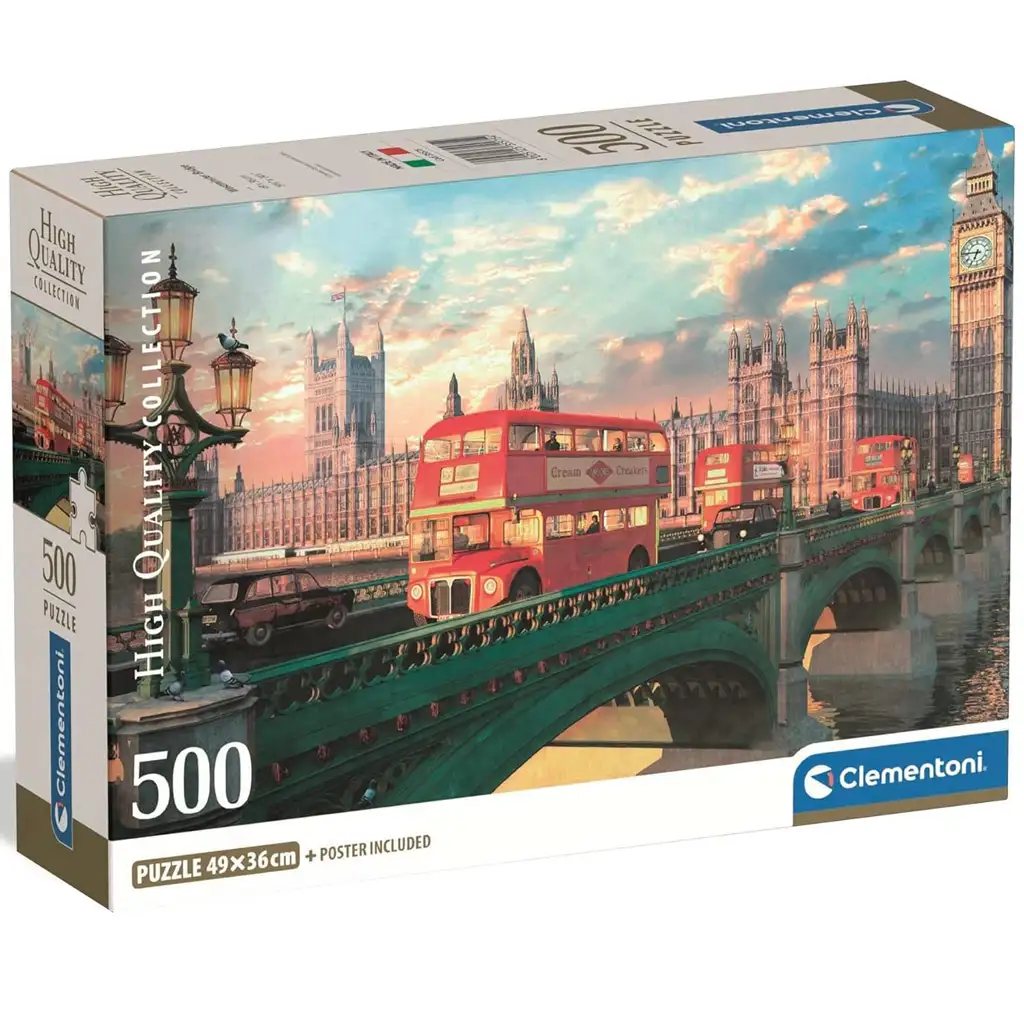 Westminsterský most pri západe slnka 500-dielna HQC kompaktná puzzle - Clementoni