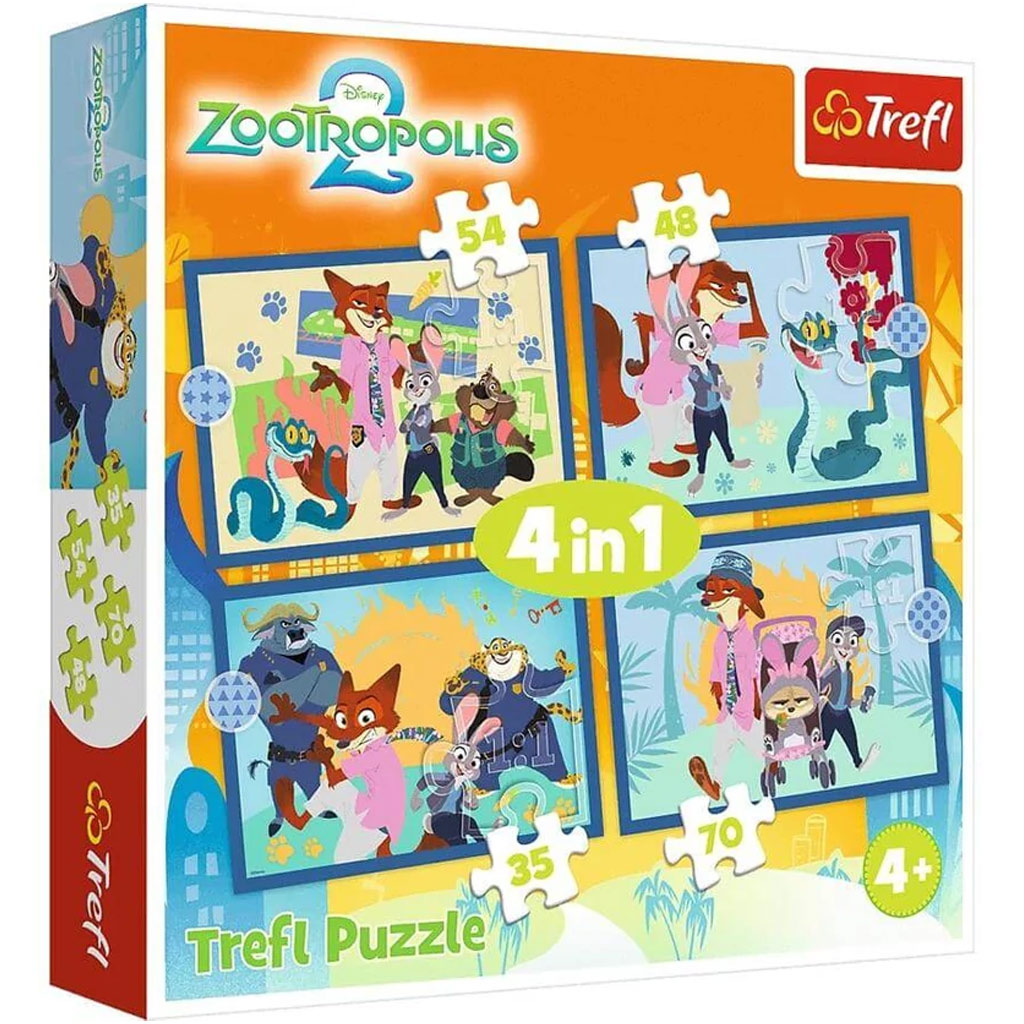 Zootropolis 2 – 4 v 1 35-48-54-70 dieliková puzzle – Trefl