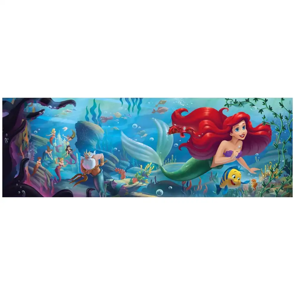 Disney+ - Malá morská víla 1000-dielne panoramatické puzzle s plagátom - Clementoni kép 2