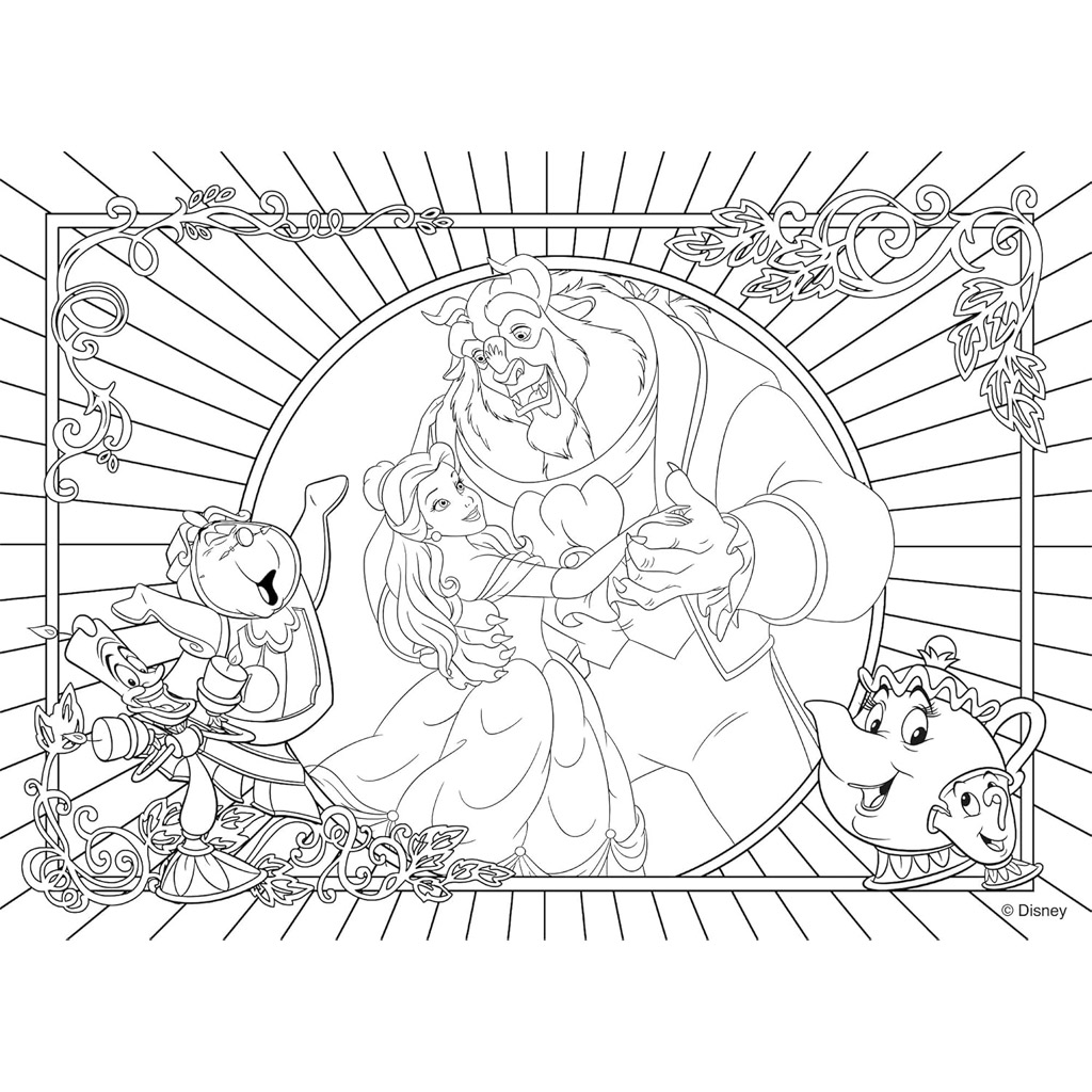 Kráska a zviera 2 v 1, 108-dielne puzzle a omaľovánka 50x35 cm - Lisciani kép 3