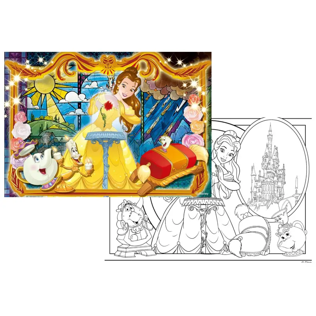Kráska a zviera Belle 2 v 1, puzzle so 108 dielikmi a omaľovánka 70x50 cm - Lisciani kép 2
