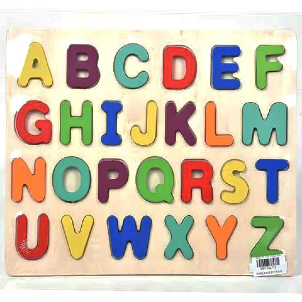 ABC drevené farebné puzzle s tlačenými veľkými písmenami 26 dielny set