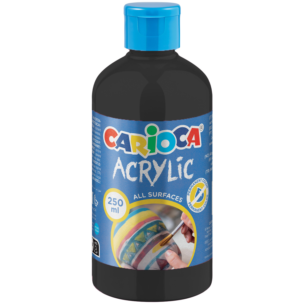 Acrylic Akril festék fekete színben 250ml - Carioca kép 1