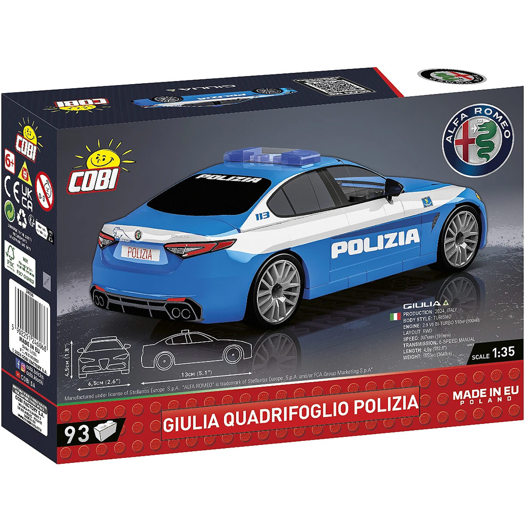 COBI: Stavebnica policajného auta Alfa Romeo Giulia Quadrifoglio (24606) kép 3