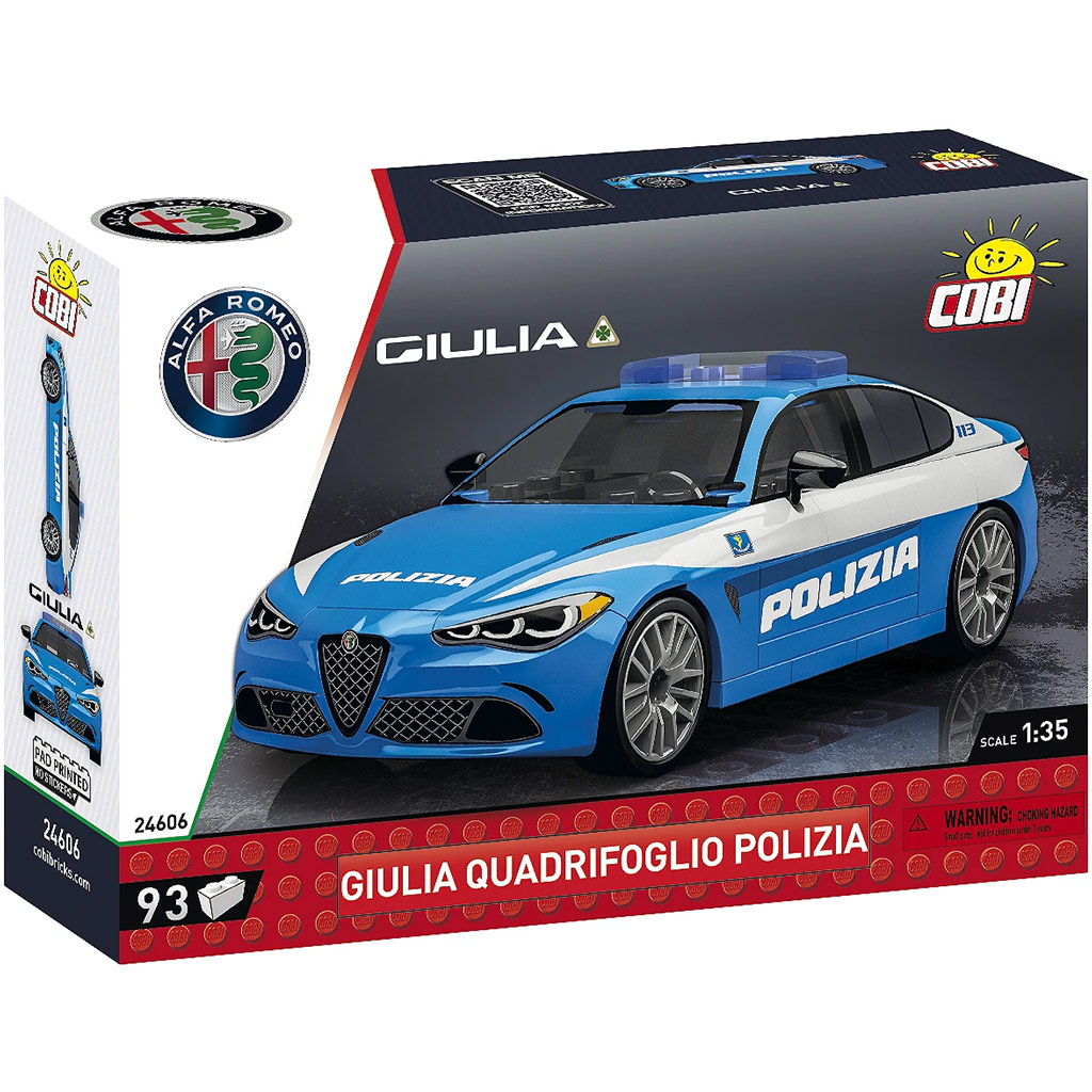 COBI: Stavebnica policajného auta Alfa Romeo Giulia Quadrifoglio (24606)