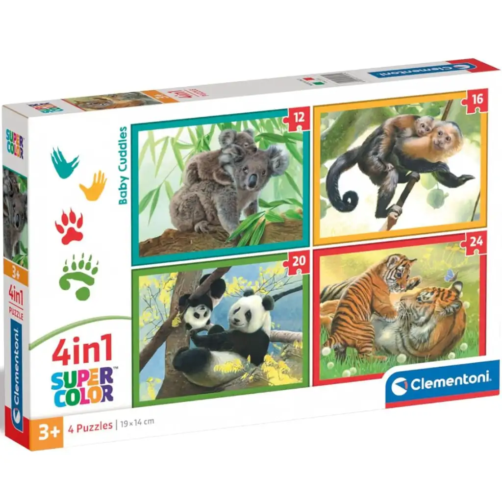 Állatok kölykeikkel 4 az 1-ben 12, 16, 20 és 24db-os puzzle - Clementoni kép 1