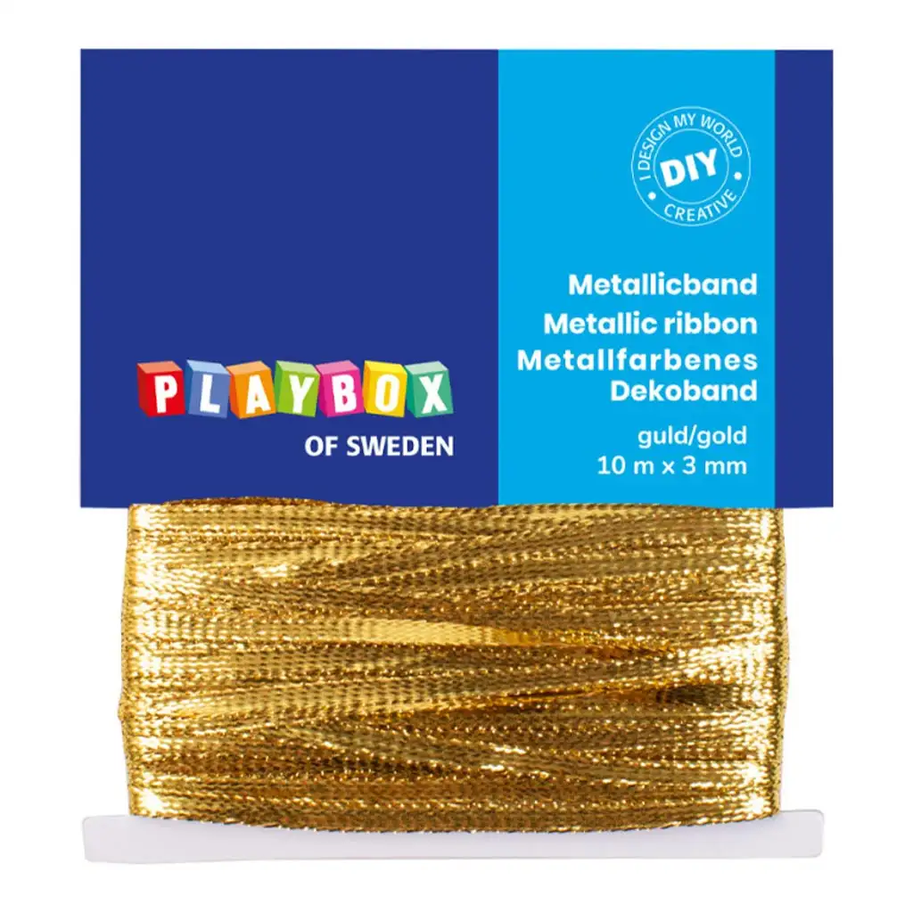 PlayBox: Ezüst színű, fémes díszszalag 10m x 3mm kép 1