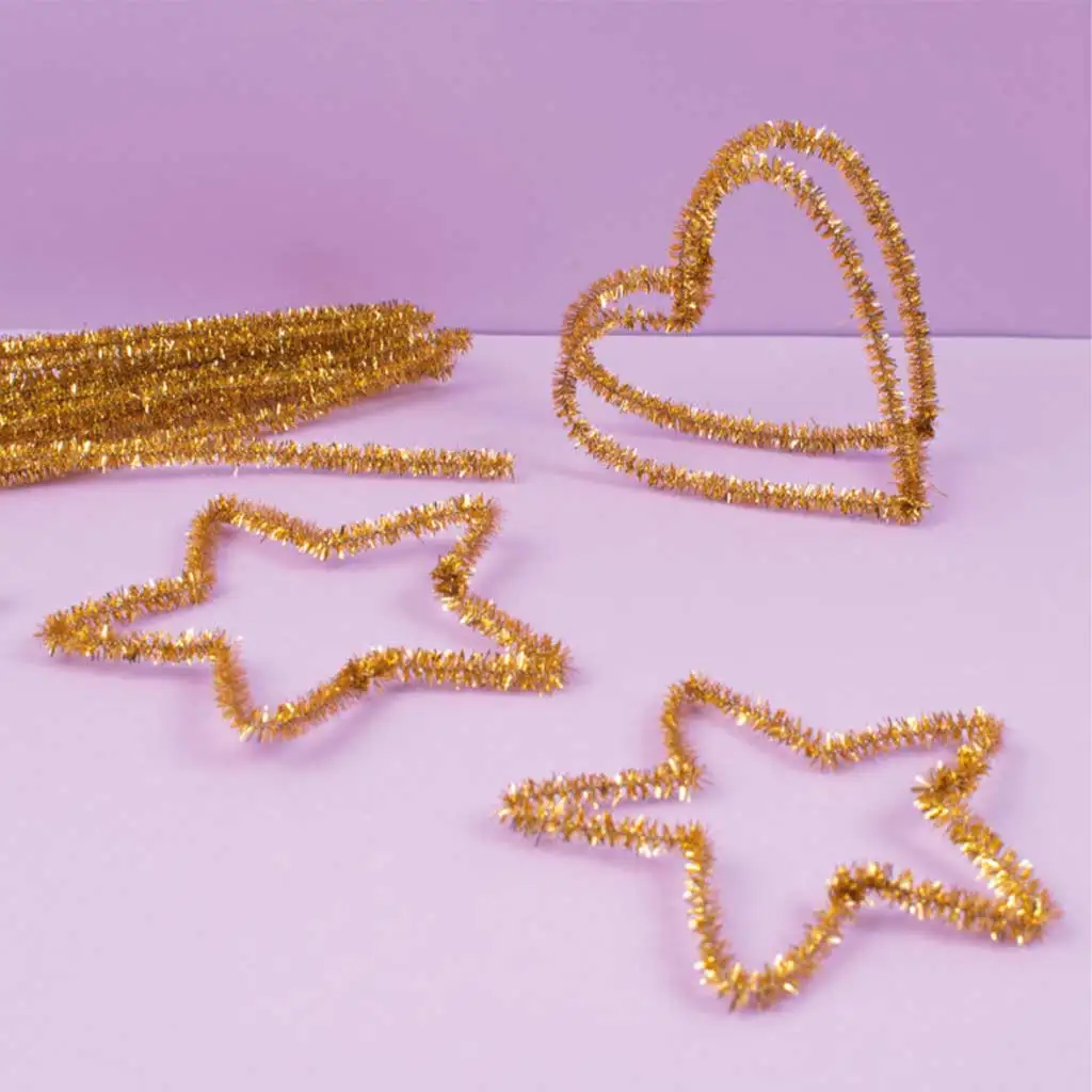 PlayBox: Zlaté chenillové vlákna 100 ks 6mm kép 2