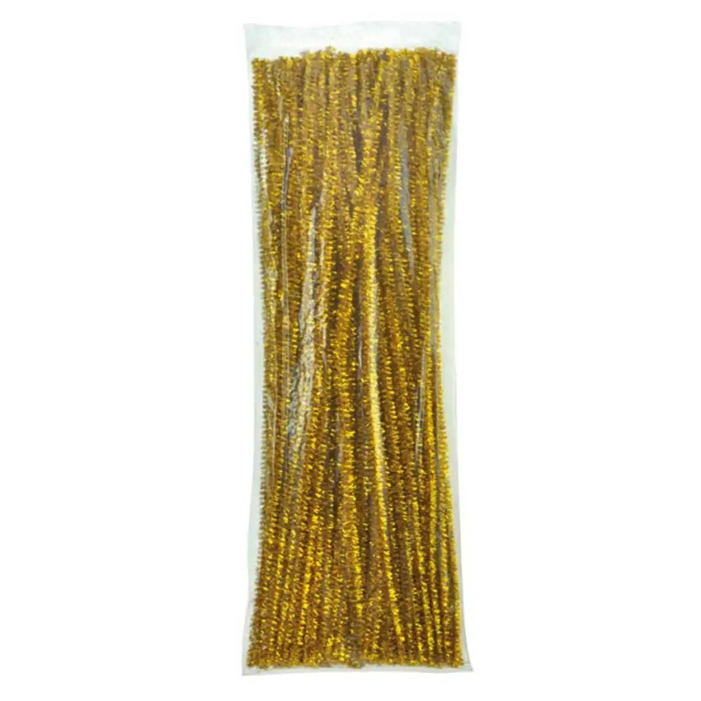 PlayBox: Zlaté chenillové vlákna 100 ks 6mm