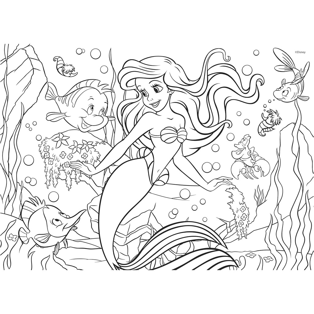 Ariel malá morská víla 2 v 1 48-dielne puzzle a omaľovánka 35x25 cm – Lisciani kép 3