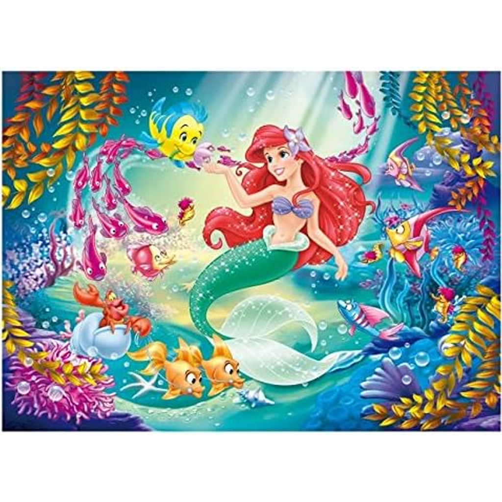 Ariel, malá morská víla 2 v 1 puzzle a omaľovánka, 108 dielikov, 50x35 cm – Lisciani kép 2