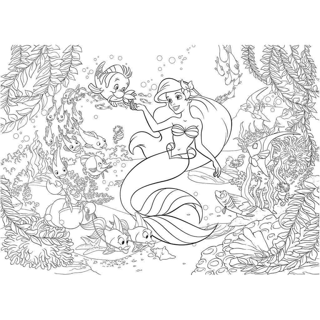 Ariel, malá morská víla 2 v 1 puzzle a omaľovánka, 108 dielikov, 50x35 cm – Lisciani kép 3
