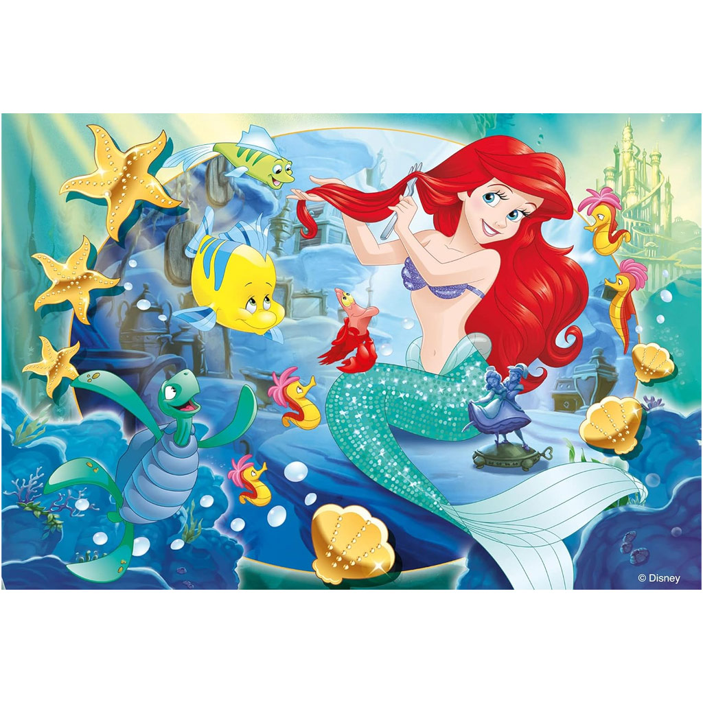 Ariel malá morská víla 2 v 1, 250-dielne puzzle a omaľovánka 50x35 cm - Lisciani kép 2