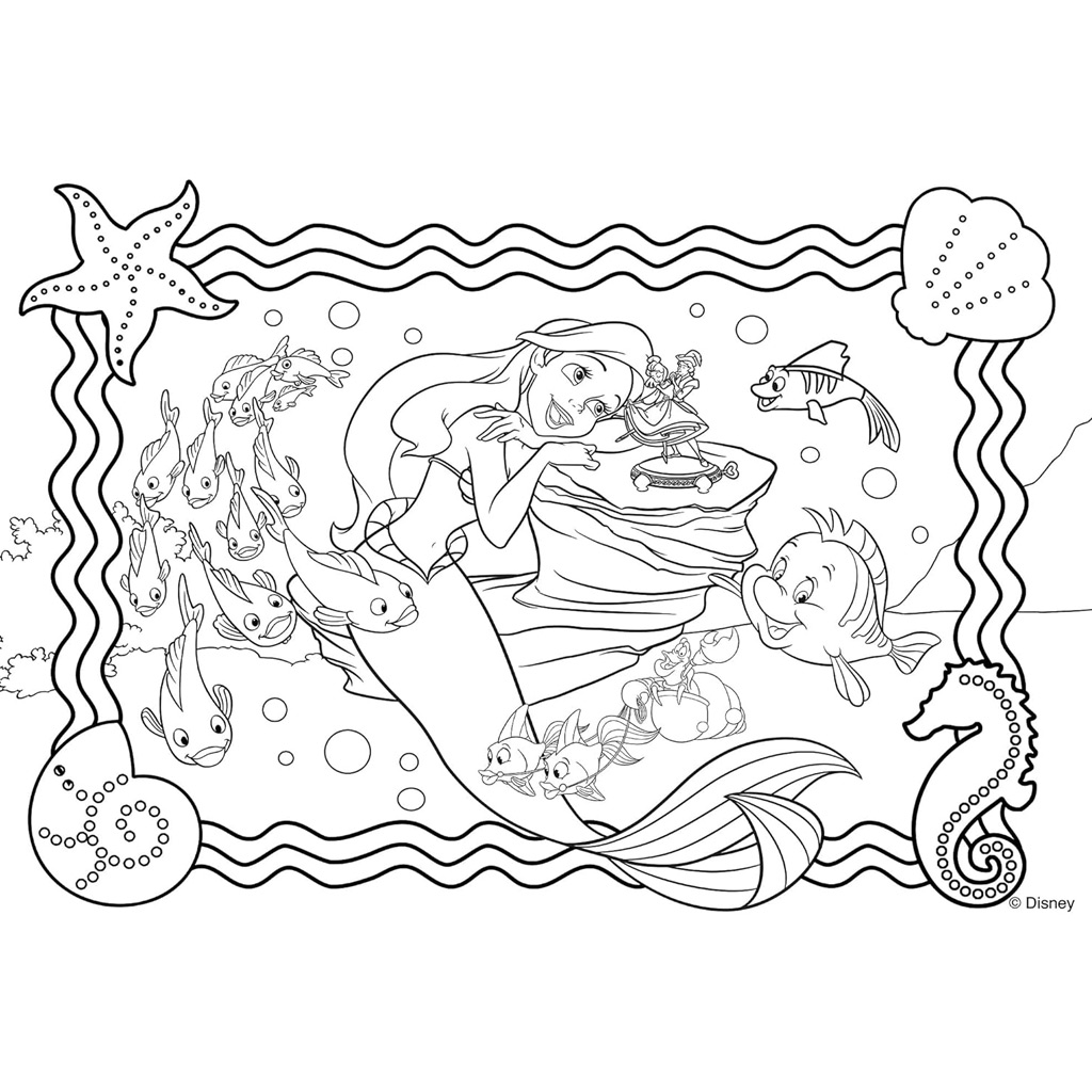 Ariel malá morská víla 2 v 1, 250-dielne puzzle a omaľovánka 50x35 cm - Lisciani kép 3