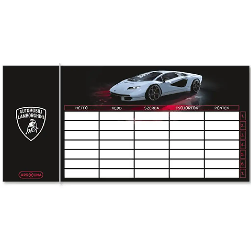 Ars Una: Lamborghini obojstranný rozvrh hodín v čiernej farbe