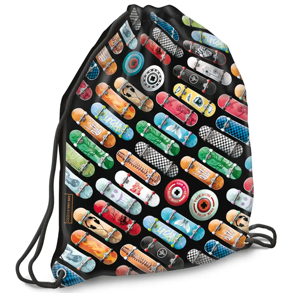 Ars Una: Rollin Mania čierne vrecko na telocvik, športový vak 32x42cm