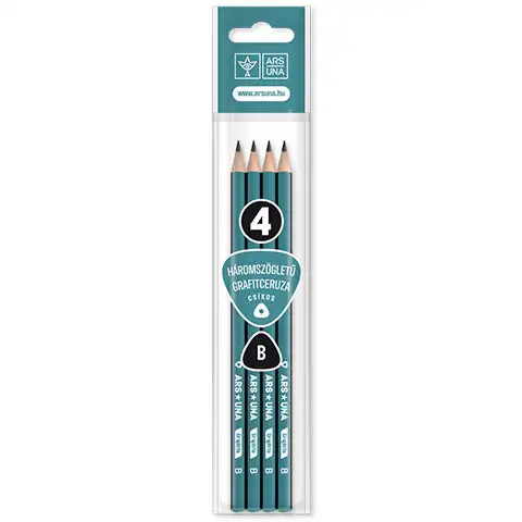 Ars Una: Trojhranná pruhovaná grafitová ceruzka 4ks/bal.