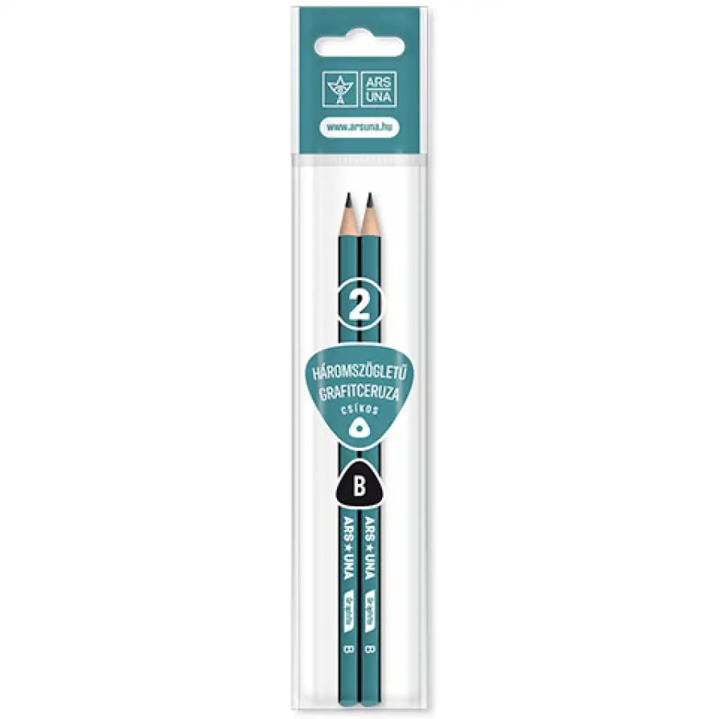 Ars Una: Trojhranná pruhovaná grafitová ceruzka B 2ks/bal.