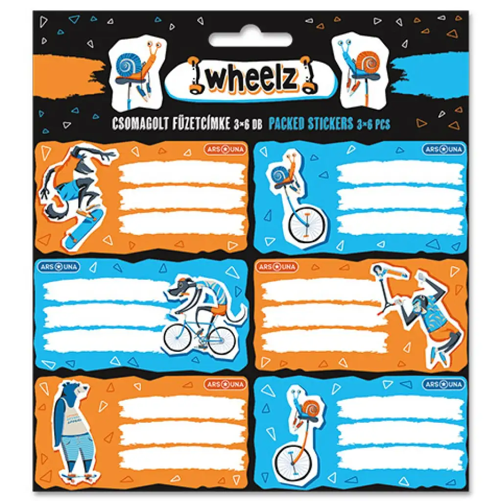 Ars Una: Wheelz štítky na zošity 3x6ks