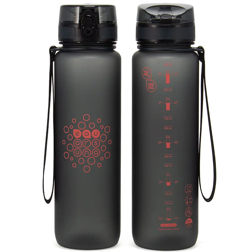 Ars Una: Dark Gray BPA-mentes motivációs kulacs 1000ml kép 2