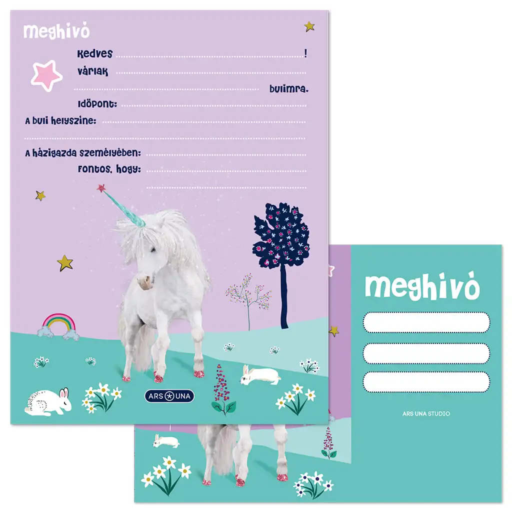 Ars Una: Cute Animals jednorožec pozvánka s obálkou 10 ks
