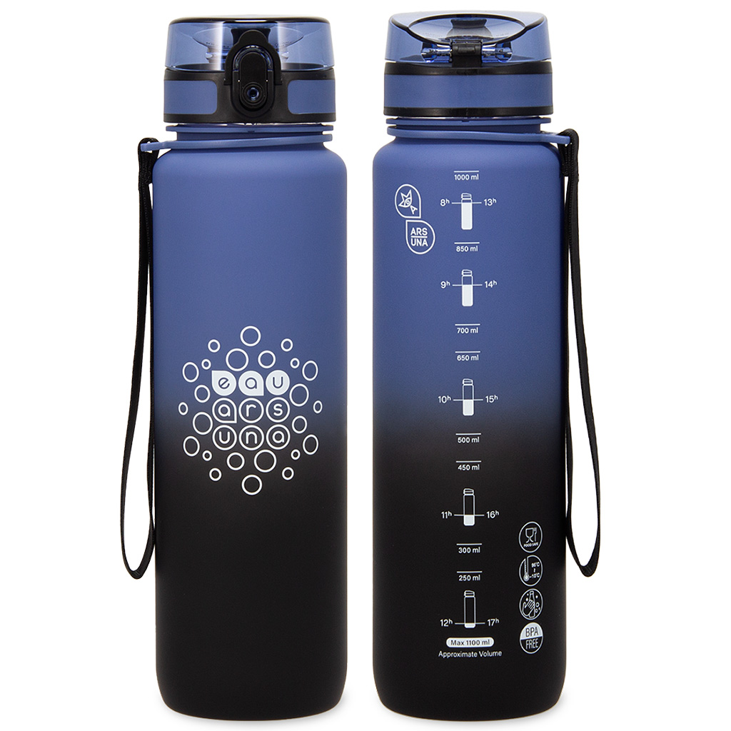 Ars Una: BPA-mentes színátmenetes motivációs kulacs matt - 1000 ml - Stormy Night kép 2